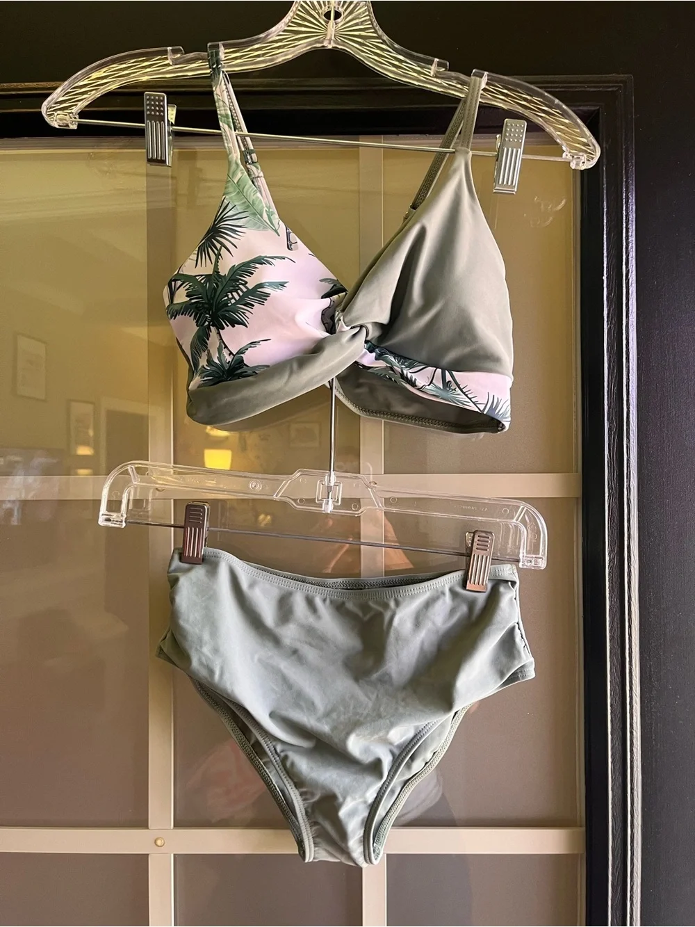Girls' Palm Print & Sage Twist Bikini Set